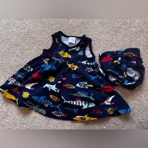 Hanna Andersson Colorful Fish Print Baby Dress and Bloomers